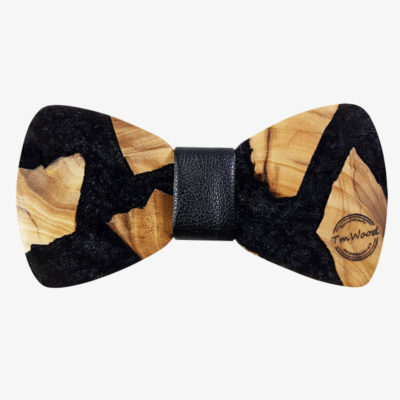 Wooden bow tie from olive wood and black resin