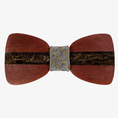 Wooden bow tie with brown resin