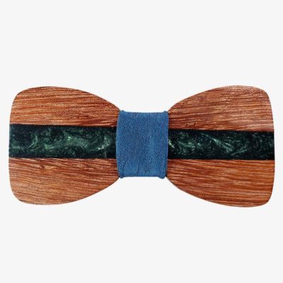 Wooden bow tie with green resin