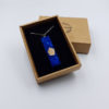 Resin pendant, straight design in blue color with olive wood small 