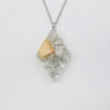 Resin necklace,  rhombus design with precious silver leaf and olive wood small