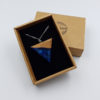 Resin pendant,  triangle design in blue black color with olive wood large