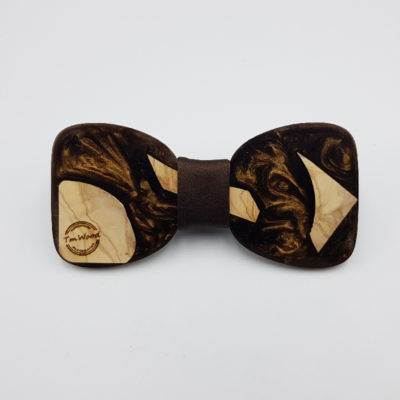Resin bow tie in brown with olive wood