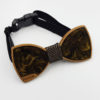 Wooden bow tie in dark gold resin and wooden bezel