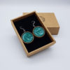 Resin earrings, rounds in turquoise with wooden bezel