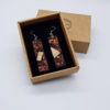 Resin earrings clear black,  straight with  copper leaf and olive wood