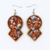 Resin earrings, rounds to rhombus with precious copper silver leaf and wooden bezel