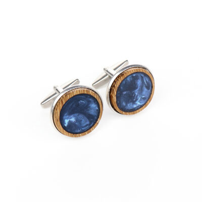 Μανικετόκουμπα ρητίνης υγρό γυαλί σκούρο μπλε με ξύλινο πλαίσιο